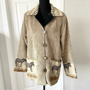 Vintage  Villa Factory Western Zebra Print Woven Tapestry Jacket